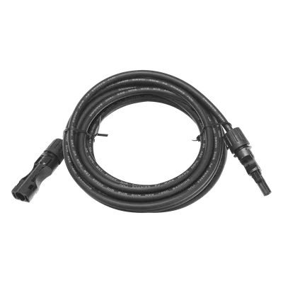 Cable Fotovoltaico / 2.5 m (8.2 ft) / 10 AWG / Terminales MC4 Macho-Hembra / 30A / Negro