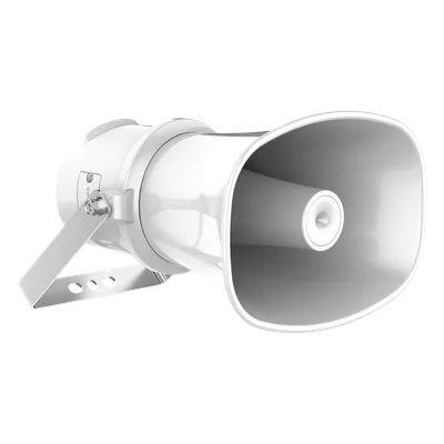 Altavoz IP Tipo Trompeta | 7 Watts | PoE+ | Integración con Hik-Central Professional | Reproducción de Audio vía Red | IP67 | Salida de 12 VCD | Metal | compatible con Hik-Connect
