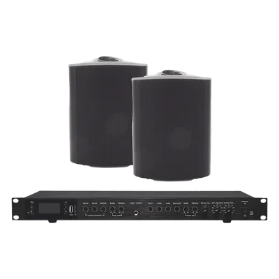 Amplificador de Audio / 2 x 60W / Baja Impedancia 4-8Ω / Bluetooth USB SD FM / 3 Entradas Micrófono / Efectos Delay Echo Repeat / 2 Bocinas Exterior 5.25'