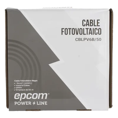 Cable Fotovoltaico / 16 mm² (6 AWG) / Cobre 106 Hilos / 2000 V DC / Rango -40°C a 120°C / Resistencia UV y Ozono / Rollo 50 m (164 ft)