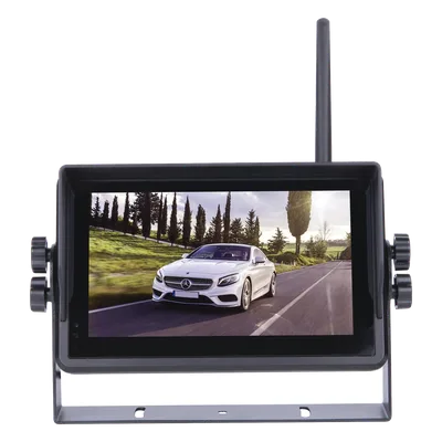 Sistema de Cámara de Reversa Inalámbrico / Monitor Táctil 7" 1024x600 / Transmisión 2.4 GHz / Alcance 200 m (656.2 ft) / IP69K / 12-24 VDC