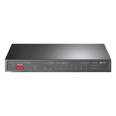 Switch PoE+ No Administrable de Escritorio / 10 Puertos / 8 Puertos PoE+ 802.3af/at / Presupuesto 123 W / Alcance Extendido 250 m (820 pies) / Rendimiento 20 Gbps