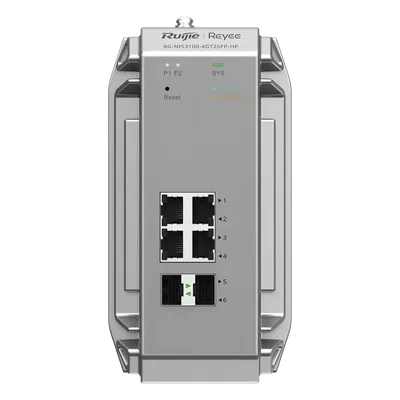 Switch Industrial PoE / 4 Puertos Gigabit 802.3af/at / 2 Puertos SFP / Administrable Cloud / Grado Industrial / Protección contra Descargas
