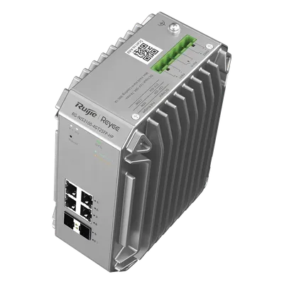 Switch Industrial PoE / 4 Puertos Gigabit 802.3af/at / 2 Puertos SFP / Administrable Cloud / Grado Industrial / Protección contra Descargas