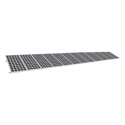 Sistema de Montaje Solar / Aluminio Anodizado / 1x12 Módulos / Inclinación 20° a 45° / Viento 136 km/h / Riel 5400 mm