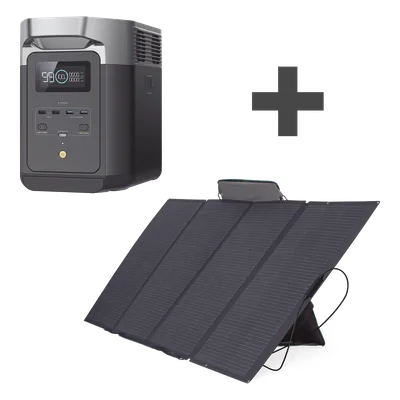 Kit Estación de Energía Portátil / 2048Wh LFP / 2400W Salida / Wi-Fi Bluetooth / 400W Panel Solar Flexible / 6.3x0.8x1.0 ft