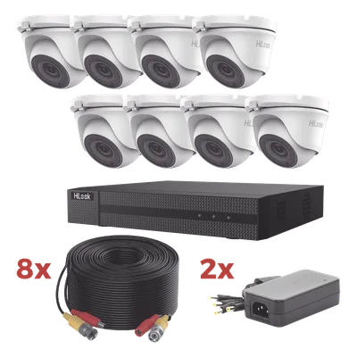 Kit de Videovigilancia TurboHD / DVR 8 Canales / 8 Cámaras Turret 2 Megapixel / IR 20 m (65.6 ft) / 8 Cables Coaxiales 20 m (65.6 ft) / 2 Fuentes de Alimentación