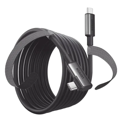 Cable USB-C a USB-C / 5 m (16.4 ft) / USB 3.0 5 Gbps / Carga 3A / Conector Angulado 90° / Nylon Trenzado