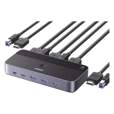 Conmutador KVM HDMI / 4K@60Hz HDR / 2 Entradas 1 Salida / 4 Puertos USB 3.0 / Carcasa Aluminio
