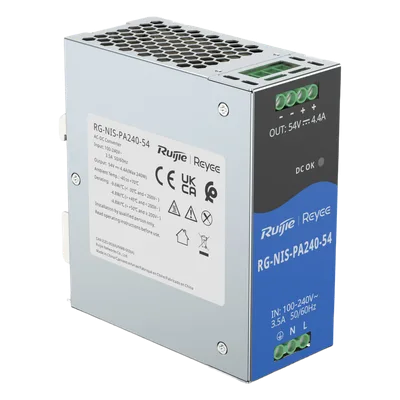 Fuente de Alimentación AC/DC / 240W / Montaje DIN-RAIL / Eficiencia 90% / Protección Sobrecarga y Cortocircuito / Diseño Industrial Compacto