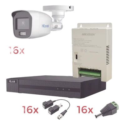Kit TurboHD / DVR 16 Canales / 1080p Lite / 16 Cámaras Bala / ColorVu 20 m (65.6 ft) / Audio Integrado