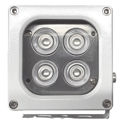Iluminador LED / Luz Blanca / Alcance 10 m (32.8 ft) / Ángulo 120° / IP66 / 12VCC/24VCA / Fotocélula Integrada