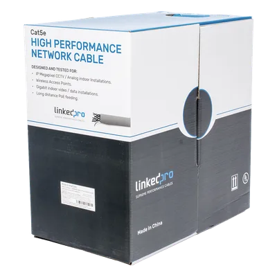 Bobina de Cable Cat5e / 305 m (1000 pies) / 24 AWG UTP / CCA / 100 MHz / Gris / Interior