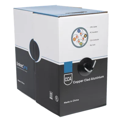 Bobina de Cable Cat5e / 305 m (1000 pies) / 24 AWG UTP / CCA / 100 MHz / Gris / Interior