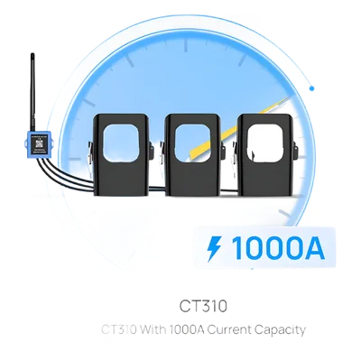 Medidor de Corriente LoRaWAN / Trifásico hasta 1000 A / Muestreo 3.3 kHz / 3 Canales Simultáneos / Autoalimentado