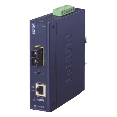 Convertidor de medios / PoE+ 802.3at / 1000BASE-SX a 10/100/1000BASE-T / Multimodo SC / 550 m (1804 ft) / -40 a 75°C / IP30