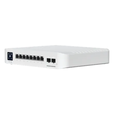 Switch administrable Capa 3 / 8 puertos GbE / 6 PoE+ af/at y 2 PoE++ 802.3bt / 2 SFP+ 10G / 120W PoE / Pantalla táctil 1.3"