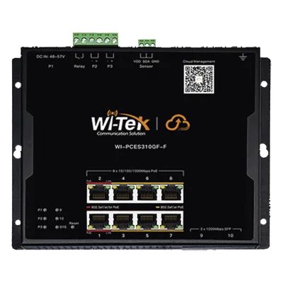 Switch PoE Industrial L2 / 8 Puertos Gigabit PoE / 2 SFP / PoE++ 90W / Presupuesto PoE 145 W / Administración Cloud / Sin Ventiladores / -40 a 75°C