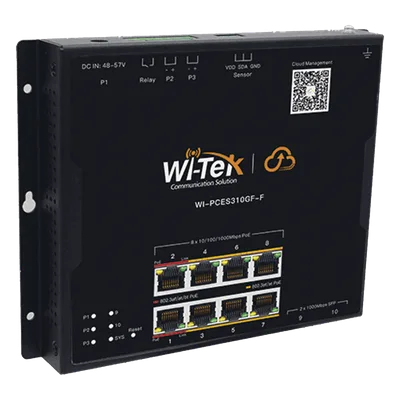 Switch PoE Industrial L2 / 8 Puertos Gigabit PoE / 2 SFP / PoE++ 90W / Presupuesto PoE 145 W / Administración Cloud / Sin Ventiladores / -40 a 75°C