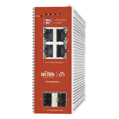 Switch PoE Industrial L2+ / 4 Puertos Gigabit PoE 802.3af/at / 2 Puertos SFP / Presupuesto PoE 120 W / Administración Cloud / Protocolo ERPS / Sin Ventiladores / IP40