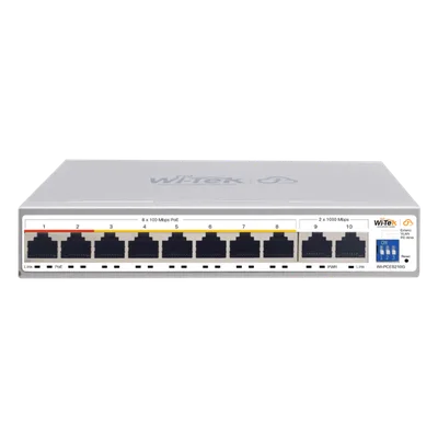 Switch PoE Administrable en la Nube / 8 Puertos 10/100 Mbps PoE / 2 Puertos Uplink Gigabit / Presupuesto PoE 100 W / Alcance PoE 250 m (820.2 ft) / Soporte ONVIF