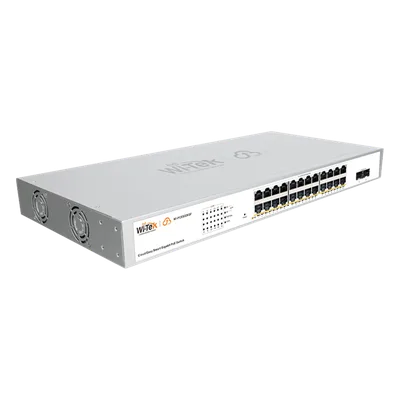 Switch Administrable PoE / 24 Puertos Gigabit PoE af/at / 2 x SFP Gigabit / 52 Gbps / Presupuesto PoE 370 W / Administración Cloud