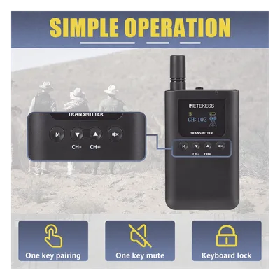 Sistema de Guía Turístico / 2.4 GHz / 999 Canales / Alcance 150 m (492.1 ft) / 1 Transmisor y 10 Receptores / USB-C / Batería 3000 mAh