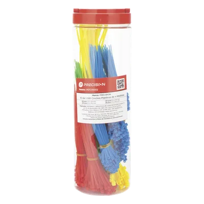 Kit de Cinchos Plásticos / 1000 Piezas / 4 Medidas / Resistente al Calor y Humedad