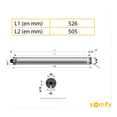 Motor Tubular Mecánico / 4 Hilos / 120 VCA / Tubo 50 mm / Persiana hasta 3 m (9.8 ft) ancho / 4 m (13.1 ft) alto / 33-60 rpm / 49 dB
