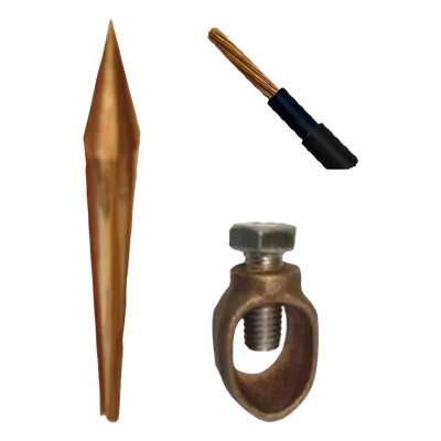 Kit de Puesta a Tierra / Varilla 5/8" x 1.5 m (4.9 ft) / Cable 6 AWG 10 m (32.8 ft) / Conector de Bronce / Aprobación UL 4703