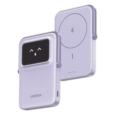 Power Bank Inalámbrico / 10000 mAh / Carga Inalámbrica 7.5W / PD 20W USB-C / Pantalla TFT con Emojis / Soporte Plegable / MagSafe Compatible