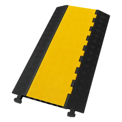 Protector de Cable / 3 Canales 56x55 mm / Carga 6.1 Toneladas / 90 cm (2.95 ft) Largo / Hule y Plástico / Amarillo-Negro