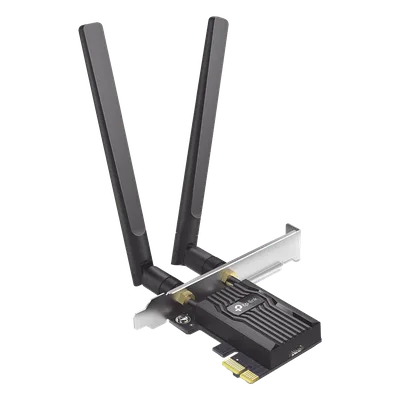 Adaptador PCIe Wi-Fi 6 / AX3000 Mbps / Doble Banda 2.4/5 GHz / MU-MIMO 2x2 / Bluetooth 5.2 / WPA3 / Antenas 2 dBi / Perfil Bajo y Completo
