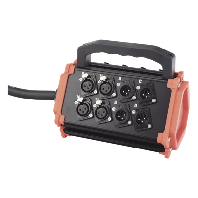 Stagebox Multipin / 12 Hembras + 4 Machos XLR / Cable 30 m (98.4 ft) / Contactos Plata / 20 A 250 V CA / Carcasa Cromada Perlada