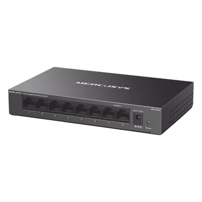 Switch No Administrable / 8 Puertos Gigabit / 16 Gbps / Carcasa Metálica / Sin Ventilador / Plug and Play