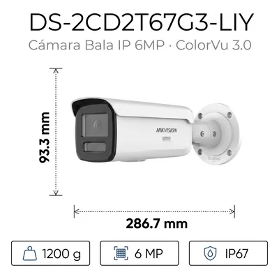 Bala IP / 6 Megapixel / Lente 4 mm / 60 m (197 ft) IR + Luz Blanca / Exterior IP67 / WDR 130 dB / AcuSense 3.0 / Metal / NEMA 4X / AcuSeek