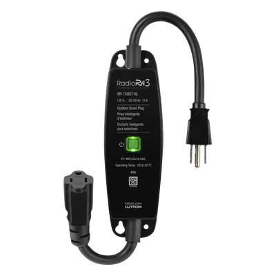 Interruptor de Enchufe para Exteriores / Control On/Off / IP66 / 15 A Iluminación / 1/2 HP Motores / RadioRA 3