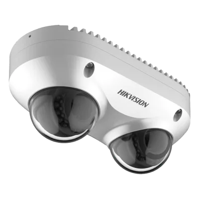 Cámara Panorámica Dual / 4 MP por Lente / 2.8 mm Fijo / IP67 / IK10 / PoE / WDR 120 dB / 10 m (32.8 ft) IR / Audio y Alarma I/O / MicroSD 256 GB