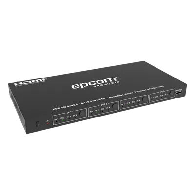 Matriz HDMI / 4x4 / 4K@30Hz / 10.2 Gbps / Escalador Integrado / Video Wall / Control RS-232 e IR
