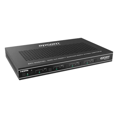 Matriz HDMI / 4×4 / Conmutación Sin Interrupciones / Video Wall 10 Modos / 4K@60Hz 4:4:4 / HDMI 2.0b / Control Web, IR, RS-232, TCP/IP