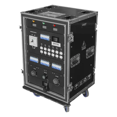 Centro de Carga Móvil / Rack 16U / Conectores Socapex 19 Pines / 18 Canales 110V / 48 Canales 220V / MCB 20A y 40A