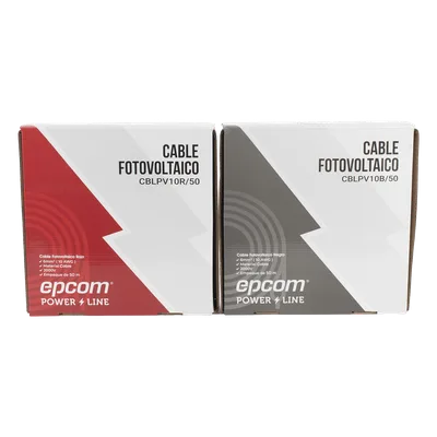 Cable Fotovoltaico / 6 mm² (10 AWG) / 1000/2000 V / 120°C / 50 m (164 ft) / Rojo y Negro / XLPE Resistente a UV