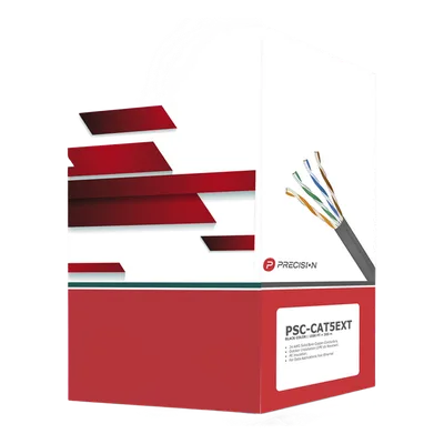 Bobina de Cable UTP Cat5e / 4 Pares / 305 m (1000 pies) / 24 AWG / 100% Cobre / LDPE Anti-UV / Exterior