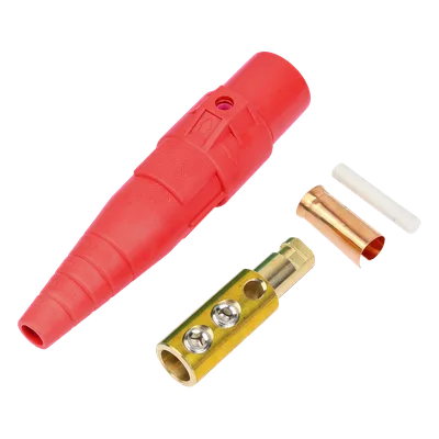 Conector Camlock Macho / 400 Amperes / 600V AC / Sección Cable 50-95 mm² / Compresión por Abrazadera / Plástico Ingeniería / Rojo