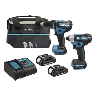 Kit de Rotomartillo Atornillador DHP485Z + Atornillador de Impacto DTD157Z, incluye 2 Baterías BL1815N, 1 Cargador DC18SD y Maleta de lona.