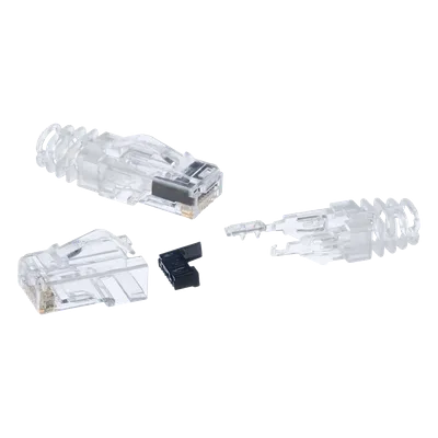 Plug RJ45 Cat6 / 3 Piezas / 23-24 AWG / 50μ Oro / 2500 Ciclos / 100 Piezas