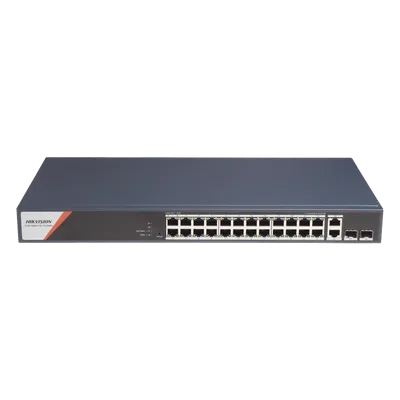 Switch PoE+ Industrial Administrable / 24 Puertos Gigabit PoE+ (4 Puertos PoE++ 90 W) / 2 Puertos Uplink Gigabit / 2 Puertos SFP / Alcance Extendido 300 m (984.3 ft) / 370 W