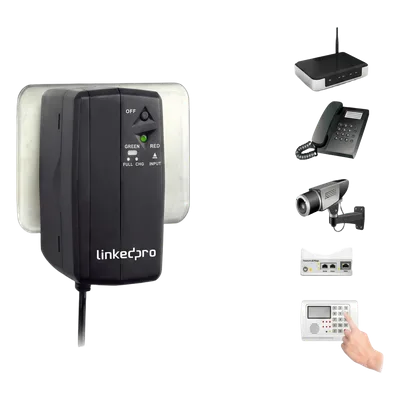 Mini UPS DC / Potencia 25 W / Salida 12 VCD / Entrada Universal 90-264 VCA / Batería Litio 2600 mAh / NEMA 5-15P