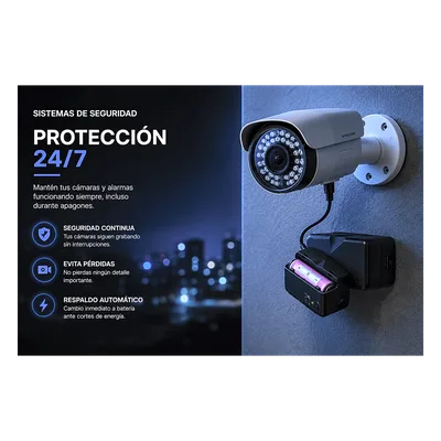 Mini UPS DC / Potencia 25 W / Salida 12 VCD / Entrada Universal 90-264 VCA / Batería Litio 2600 mAh / NEMA 5-15P