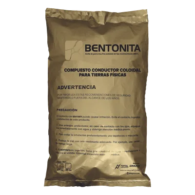 Bentonita Conductora Coloidal / 20 kg / Alta Conductividad Eléctrica / No Tóxica / No Corrosiva / Densidad 4.23 g/cc / Estable Químicamente